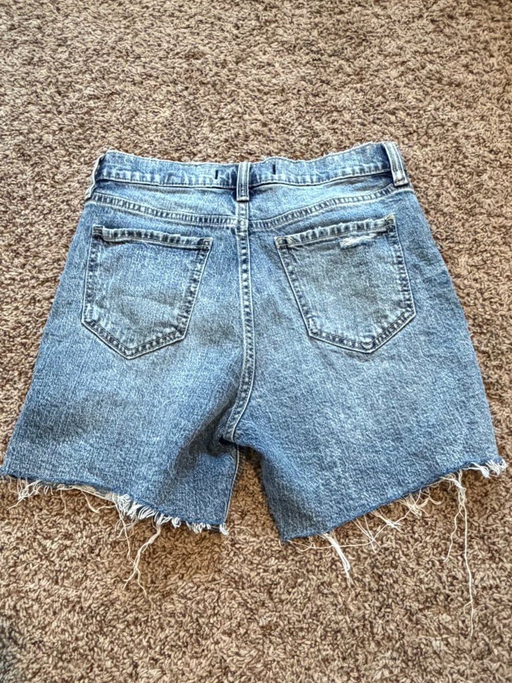 Eunina Kailey High Rise Biker Shorts Medium Wash Blue Denim Size S - Picture 3 of 10